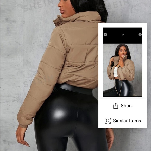 Zip up crop puffer coat - Picture 2 of 4